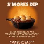 Event Flyer for Teen summer reading event, S'more Dip. Detail event information in text below.